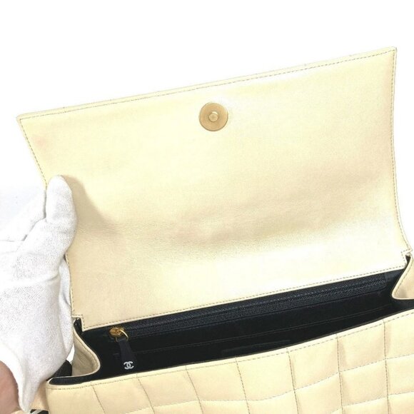 CHANEL CC CC Mark Chocolate Bar Bicolor Crossbody Bag Flap Pochette Shoulder Bag - Picture 13 of 16